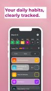 Habits tracked with colorful indicators, all habits can be color coded for better visibility