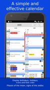 Vertical bar for holidays, icons, background color of events, age for birthdays, time remaining
