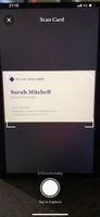 Point your camera at any business card, no typing, no cropping.