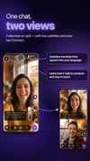One chat, two views: live captions on a video call, translated into your language, the original a tap away.