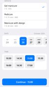 A client picks a service, a day and a free time