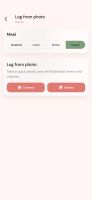 AI photo logging: the estimate returned from a meal photo, with every value editable before saving.