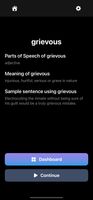 Learn the word screen shows the parts of speech, meaning and sample usage of the target word.