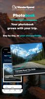 WanderSpend Photobook live preview — photos, places and notes become customisable travel book pages.