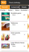 WishSimply mobile app. Wishes (/Items) screen.