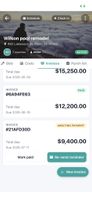 Invoice detail with total owed, payment status, and one-tap send-to-customer action powered by Stripe Connect.