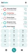 Main screen: T9 keypad over the call log