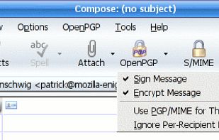 Compose window with OpenPGP Security button