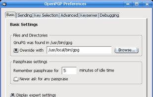 Enigmail Preferences Window
