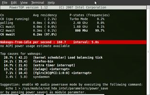 PowerTOP screenshot 1