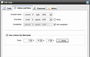 Task editing. Dates and time, timer setup