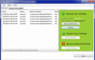 Office Settings Backup Wizard 2013 screenshot 1