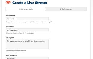 Create a new Live Stream.