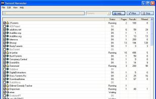Engines screen after a search, showing returned results summary 