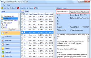 Get various views of Outlook emails such as Normal Mail View, Properties View, Attachment and dig out the important details from the database.
