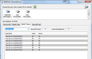 SMART history shows every historical value for every disk property