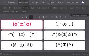 various classes of emoticons