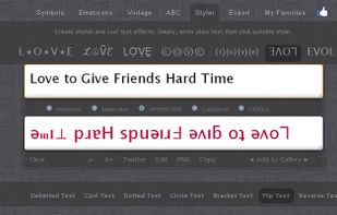Various text effects such as text flip, reflect, reverse, etc