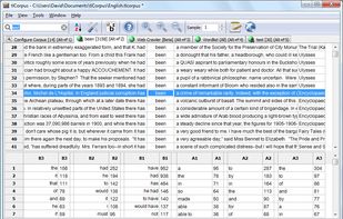 tlCorpus sample corpus search concordance results and collocations view with English corpus