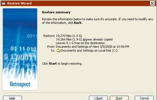 EMC Retrospect screenshot 2