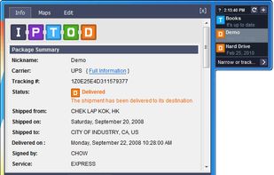 PackageTrackr Windows Gadget