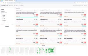 Dashboard with available workouts