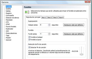 Options dialog | Crossfade