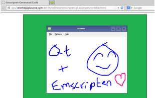 A Qt Painter application running in Javascript. The Qt framework, natively written in c++, was converted into Javascript using Emscripten.