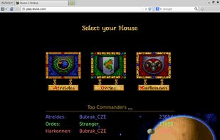 OpenDUNE, originally written in C, running in a web-browser after being converted into Javascript by Emscripten.