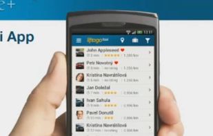 List with all available online taxi drivers stars score heart favorite by Liftago™ taxi mobile application