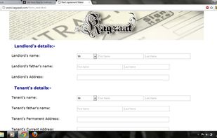 A screenshot of the form required to be filled for making rent lease.