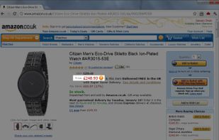 Price Snoop adds an icon near each item's price.