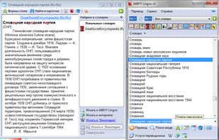 Main window and window with description of word