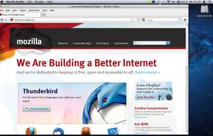 Old Windows version of Firefox's GUI displaying an old website of the Mozilla Project