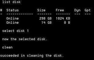 Diskpart screenshot 1
