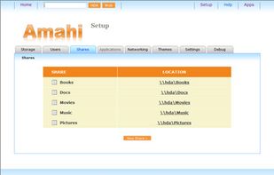 The Amahi dashboards "Shares" tab allows you to easily add shared folders to your HDA, just click "Create New", enter the name of your share and then "Create", and your done.