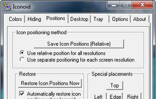 Store and automatically re-align desktop icons to a previous state.