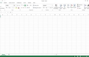 A new document in Excel 2013 on Windows 8