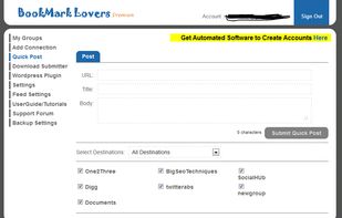 Image showing the quick post section