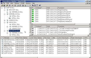 Dependency Walker 2.2.6000 listing the dependencies of USP10.DLL