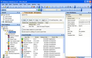 Advanced Search - Advanced database search with all docking panes displayed