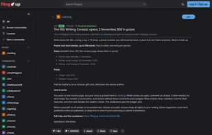 The contest announcement post, dark