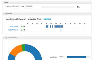 Showing logged time and language breakdown.
