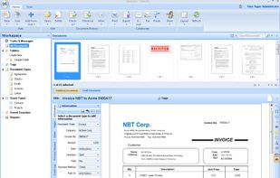 Globodox in horizontal layout showing Thumbnails. Expanded Infomation tab is seen next to document preview.