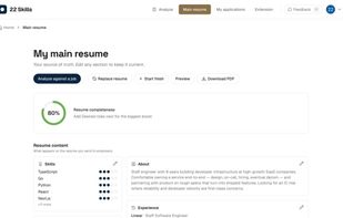 Main resume in the free ATS-friendly resume builder