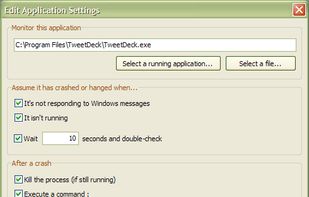 Editing the monitor settings for an application