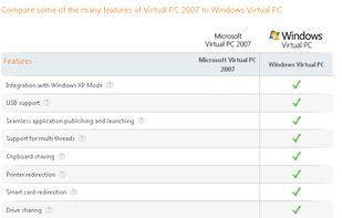 Compare Virtual PC 2007 - Windows Virtual PC