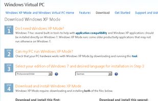 Download & install Windows XP Mode