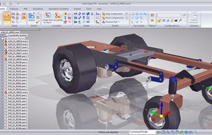 Solid Edge with ST4 offers a working environment with ground plane reflections and shadows.