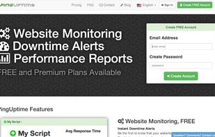 PingUptime home page